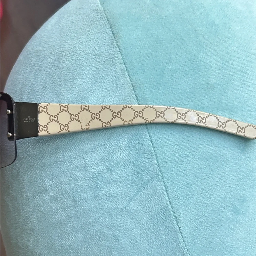 Gucci Vintage Monogram Temple Rimless Sunglasses with Brown Gradient Lenses